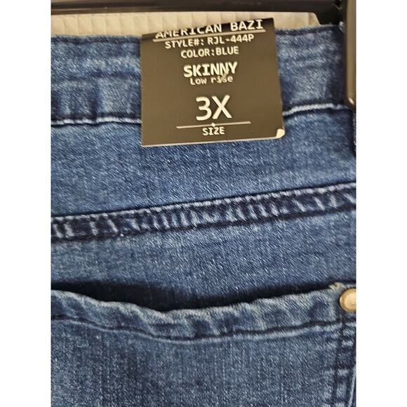 American Bazi ~Woman Plus Size 3X~ Blue Denim Skinny Jeans Stretch NWT. - Picture 9 of 11